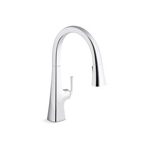 KOHLER Graze Polished Chrome Single-Handle Deck-Mount Touchless Pull-Down Kitchen Faucet w/ Spray Head