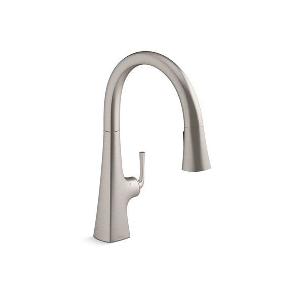 KOHLER Graze Stainless Single-Handle Deck-Mount Touchless Pull-Down Kitchen Faucet w/ Spray Head