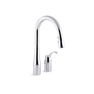 KOHLER Simplice Polished Chrome Single-Handle Deck-Mount Pull-Down Kitchen Faucet w/ Spray Head