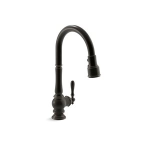 KOHLER Artifacts Bronze Single-Handle Deck-Mount Pull-Down Kitchen Faucet w/ Spray Head