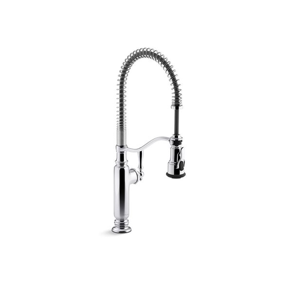 KOHLER Tournant Polished Chrome Single-Handle Deck-Mount Pull-Down Kitchen Faucet w/ Spray Head