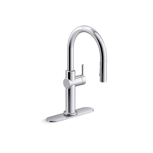 KOHLER Crue Polished Chrome Single-Handle Deck-Mount Touchless Pull-Down Kitchen Faucet w/ Spray Head