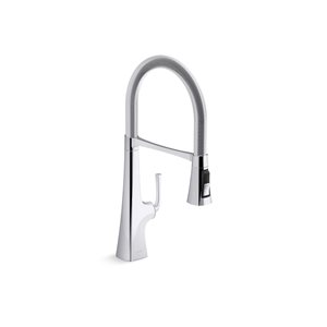 KOHLER Graze Polished Chrome Single-Handle Deck-Mount Pull-Down Semi-Professional Kitchen Faucet w/ Spray Head