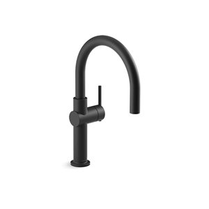 KOHLER Crue Matte Black Single-Handle Deck-Mount High-Arc Kitchen Faucet