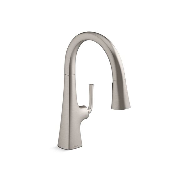 KOHLER Graze Stainless Single-Handle Deck-Mount Pull-Down Kitchen Faucet w/ Spray Head