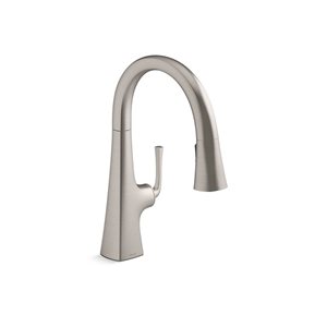 KOHLER Graze Stainless Single-Handle Deck-Mount Pull-Down Kitchen Faucet w/ Spray Head