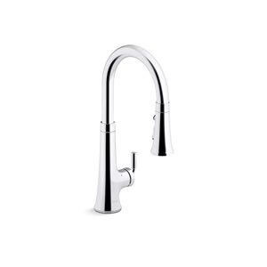 KOHLER Tone Polished Chrome Single-Handle Deck-Mount Touchless Pull-Down Kitchen Faucet w/ Spray Head