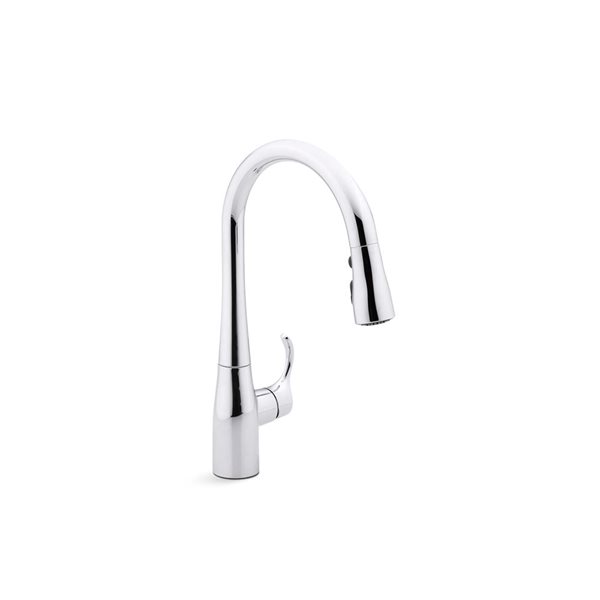 KOHLER Simplice Polished Chrome Single-Handle Deck-Mount Compact Pull-Down Kitchen Faucet w/ Spray Head