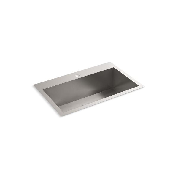 KOHLER Vault Drop-In 20 W x 30.5-in L Stainless Steel Single-Bowl 1-Hole Kitchen Sink