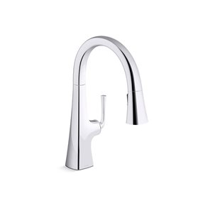 KOHLER Graze Polished Chrome Single-Handle Deck-Mount Pull-Down Kitchen Faucet w/ Spray Head