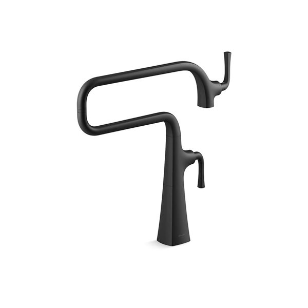 KOHLER Graze Matte Black Single-Handle Deck-Mount Pot Filler Kitchen Faucet