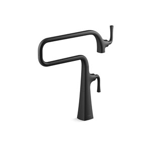 KOHLER Graze Matte Black Single-Handle Deck-Mount Pot Filler Kitchen Faucet