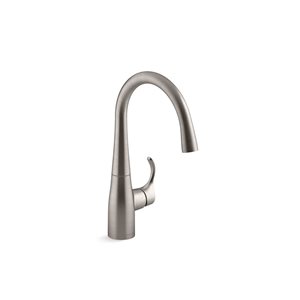 KOHLER Simplice Stainless Single-Handle Deck-Mount High-Arc Kitchen Faucet