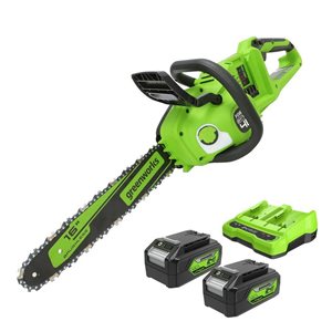 Greenworks 48V (2x24V) 16-in Cordless Battery Chainsaw, (2) 4.0Ah USB Batteries & Dual Port Charger Included