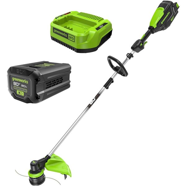 Greenworks 80V 16-in Brushless Front Mount String Trimmer with (1) 2Ah battery and 2Amp Charger