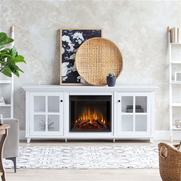 Real Flame Norwell 73-in Electric Fireplace TV Stand - White