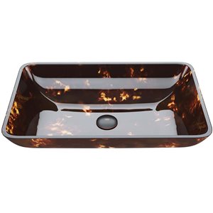 VIGO Brown and Gold Fusion Glass Rectangular Vessel Bathroom Sink