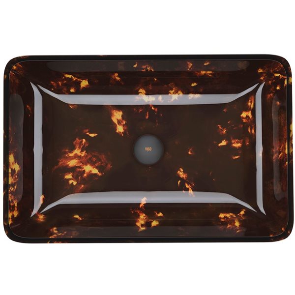 VIGO Brown and Gold Fusion Glass Rectangular Vessel Bathroom Sink