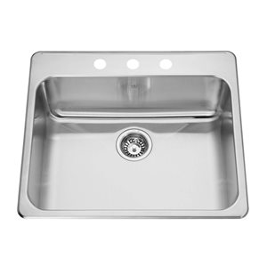 Kindred Steel Queen 25.23 L x 25.23 D x 21.96-in W Stainless Steel 3-Hole Drop-in Single Bowl Sink