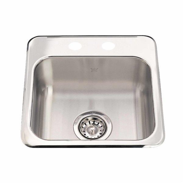 Kindred 14.96 L x 14.96 D x 15.35-in W Stainless Steel 2-Hole Drop-in Single Bowl Bar/Prep Sink