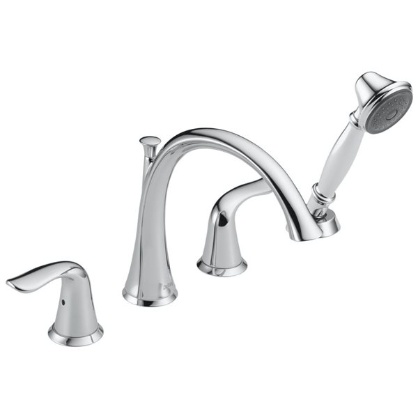 Delta Lahara Chrome 2-Handle Roman Bathtub Faucet with Hand Shower