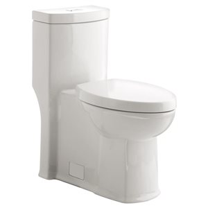 Toilette allongée blanche en une pièce Boulevard Siphonic American Standard à 2 chasses de 1,28 gal/chasse avec siège