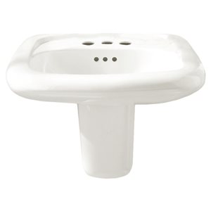 Lavabo de salle de bain mural rectangulaire Murro American Standard blanc en porcelaine vitrifiée