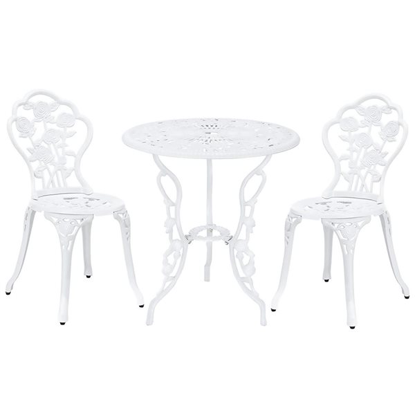 Think Patio 3-Piece Bistro White Rose Garden Set w/ 2 Chairs