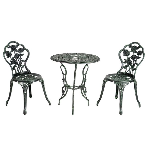 Think Patio 3-Piece Bistro Green Rose Garden Set w/ 2 Chairs