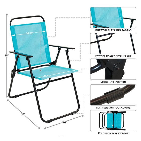 Think Patio 6-Piece Patio Foldable Bistro Set w/ Aqua Blue Umbrella