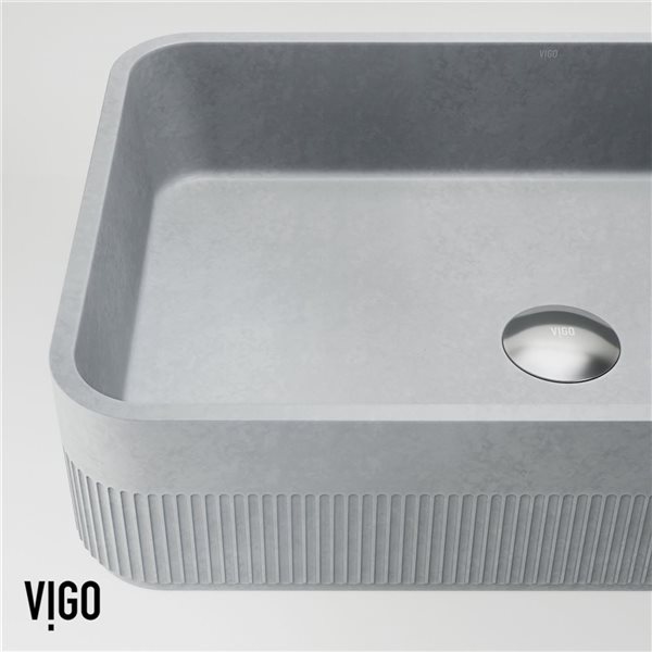 Lavabo vasque rectangulaire Cypress VIGO 21 L x 14 po l. en béton gris