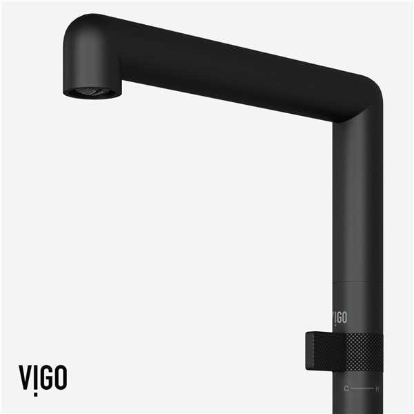 VIGO Jewel Matte Black Single Handle Deck-Mount Pull Down Kitchen Bar Faucet