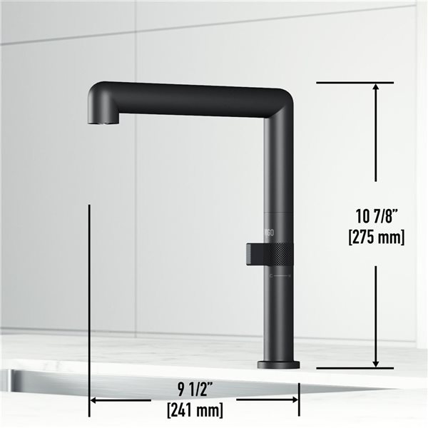 VIGO Jewel Matte Black Single Handle Deck-Mount Pull Down Kitchen Bar Faucet