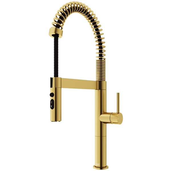 VIGO Edison Pro Brushed Gold Single Handle Deck-Mount Pull-Down Kitchen Faucet