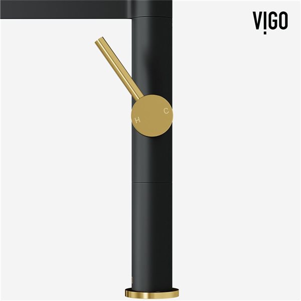 VIGO Edison Pro Gold and Black Single Handle Deck-Mount Pull-Down Kitchen Faucet