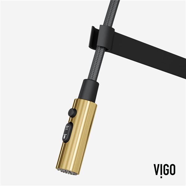 VIGO Edison Pro Gold and Black Single Handle Deck-Mount Pull-Down Kitchen Faucet