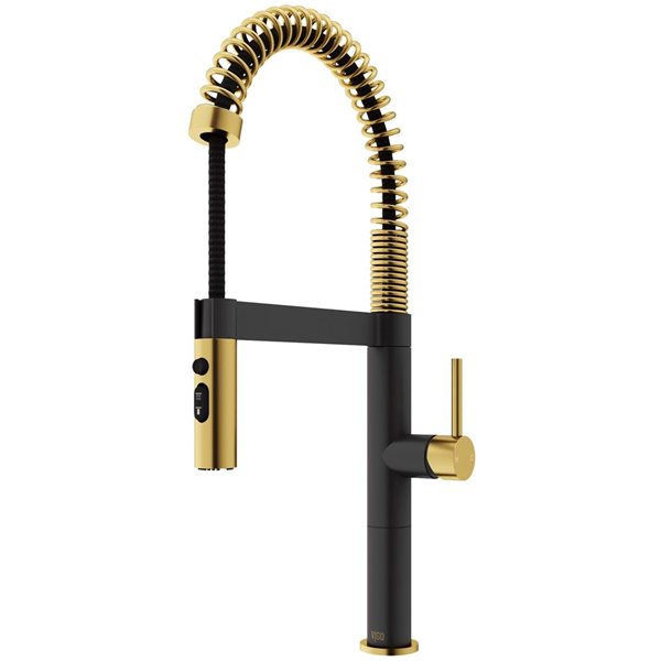 VIGO Edison Pro Gold and Black Single Handle Deck-Mount Pull-Down Kitchen Faucet