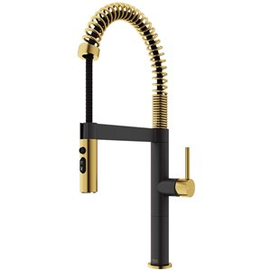 VIGO Edison Pro Gold and Black Single Handle Deck-Mount Pull-Down Kitchen Faucet