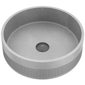 VIGO Cypress Grey Concrete Round Vessel 16-in W Bathroom Sink