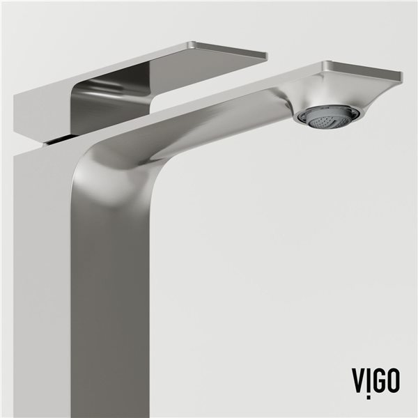 Lavabo-vasque gris Dunn VIGO 14 l. x 19 po p. en pierre Concreto rectangle avec robinet/bonde Dunn en nickel brossé