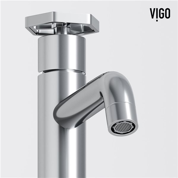 Lavabo vasque rond Anvil VIGO 16 po l. pierre blanche avec robinet Ruxton et bonde à pression chrome