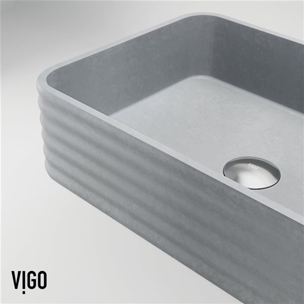 Lavabo vasque rectangulaire Cadman VIGO 18 L x 13 po l. en béton gris