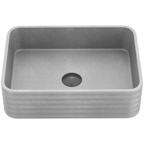 Lavabo vasque rectangulaire Cadman VIGO 18 L x 13 po l. en béton gris