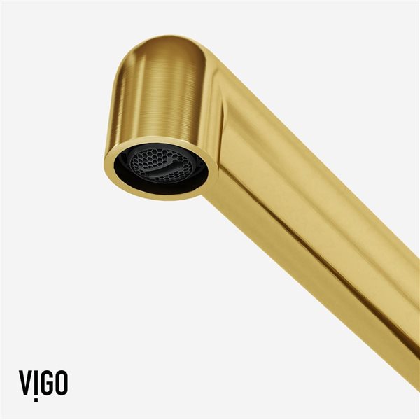 VIGO Jewel Brushed Gold Single Handle Deck-Mount Pull Down Kitchen Bar Faucet