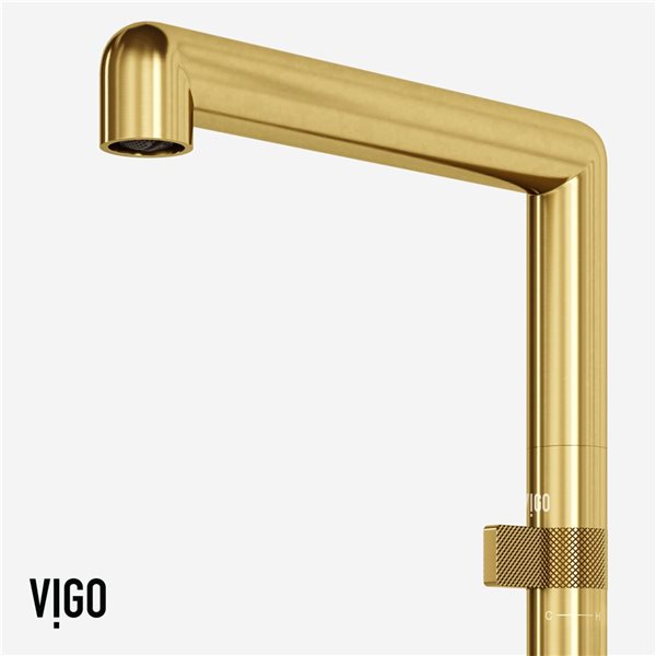 VIGO Jewel Brushed Gold Single Handle Deck-Mount Pull Down Kitchen Bar Faucet