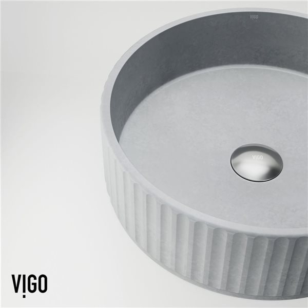 VIGO Windsor Grey Concrete Round Vessel 16-in W Bathroom Sink