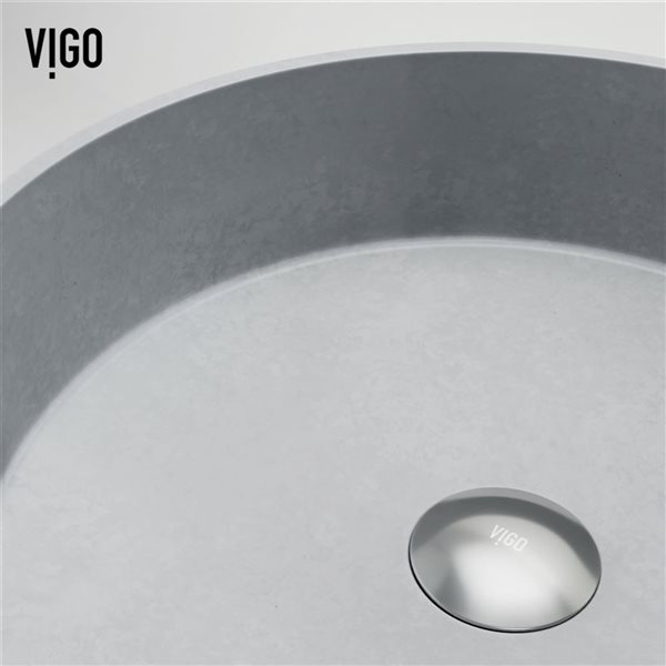 VIGO Windsor Grey Concrete Round Vessel 16-in W Bathroom Sink