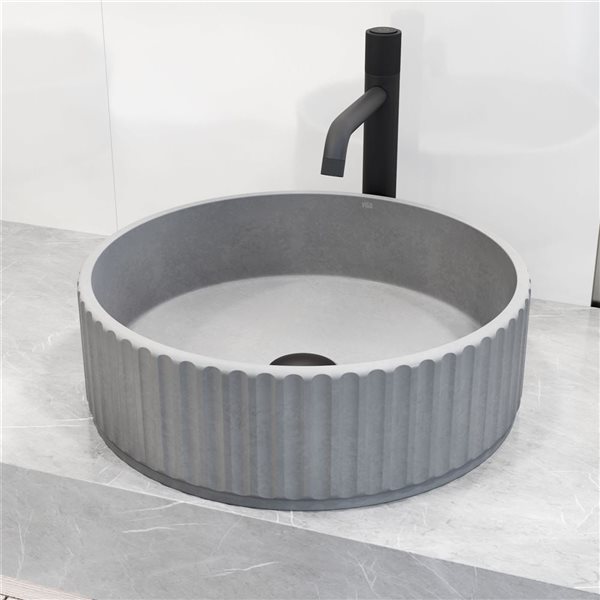 Lavabo vasque rond Windsor VIGO 16 po l. en béton gris