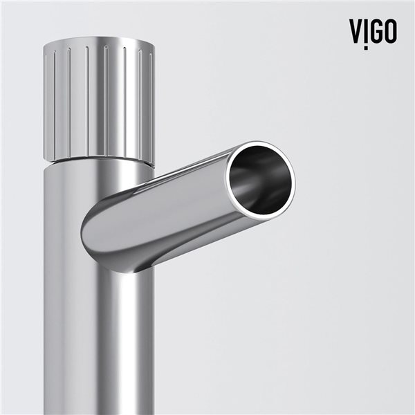 VIGO Windsor 16 W x 16-in D Grey Concreto Stone Round Vessel Bathroom Sink w/ Ashford Chrome Faucet and Pop-Up