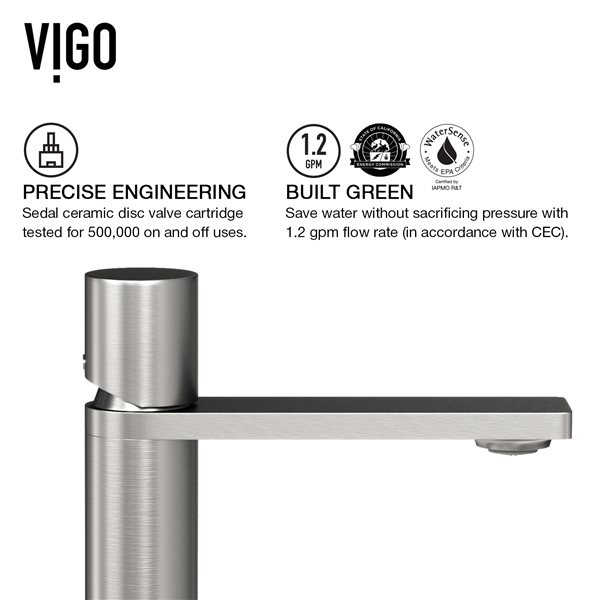 VIGO Cypress&nbsp;16-in W x&nbsp;16-in L Concreto Stone Grey Round Vessel Bathroom Sink w/ Gotham Faucet/Drain - Brushed Nickel